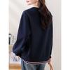 September Momo Fashion Stripe Fake Two Pieces Hoodie Ozhouzhan Plus size Leisure Women clothes 2025 New Autumn clothes Top