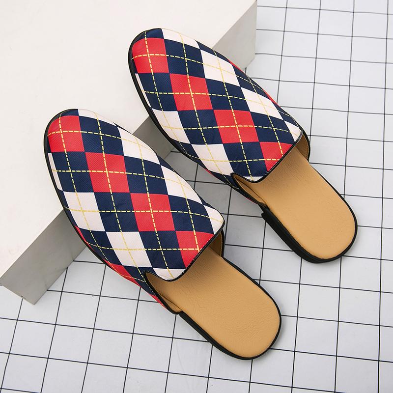 

Новые мужские уличные тапочки на плоской подошве, классная кожаная обувь, модная садовая обувь, роскошные сандалии без застежек, элегантная мужская обувь высокого качества 46 красный