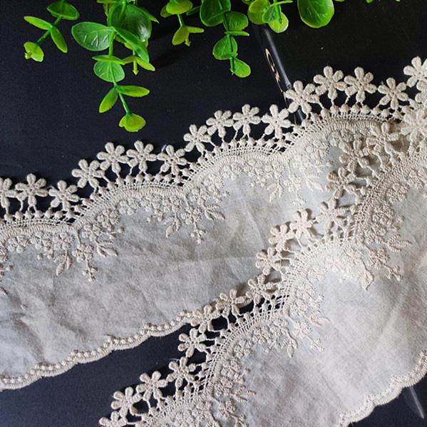 

2 метра/лот 10,5 см шириной Полое хлопковое вышитое кружево одежда домашний текстиль женская одежда манжеты юбки декоративные аксессуары 2Meters бежевый