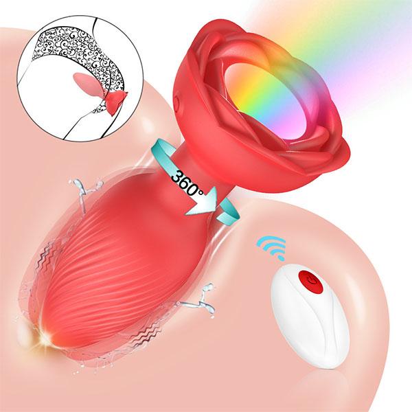 Rose Sex Toys Vibrators, 360°Rotation Adult Toys for Women, Remote Control 10 Vibrating Rotating Modes, Couple Sex Toy Prostate Massager