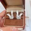 Korean Shiny Zircon Rabbit Heart Ear Studs: Cute, Sweet, Exquisite Earrings - Light Luxury & Versatile Accessories for Women