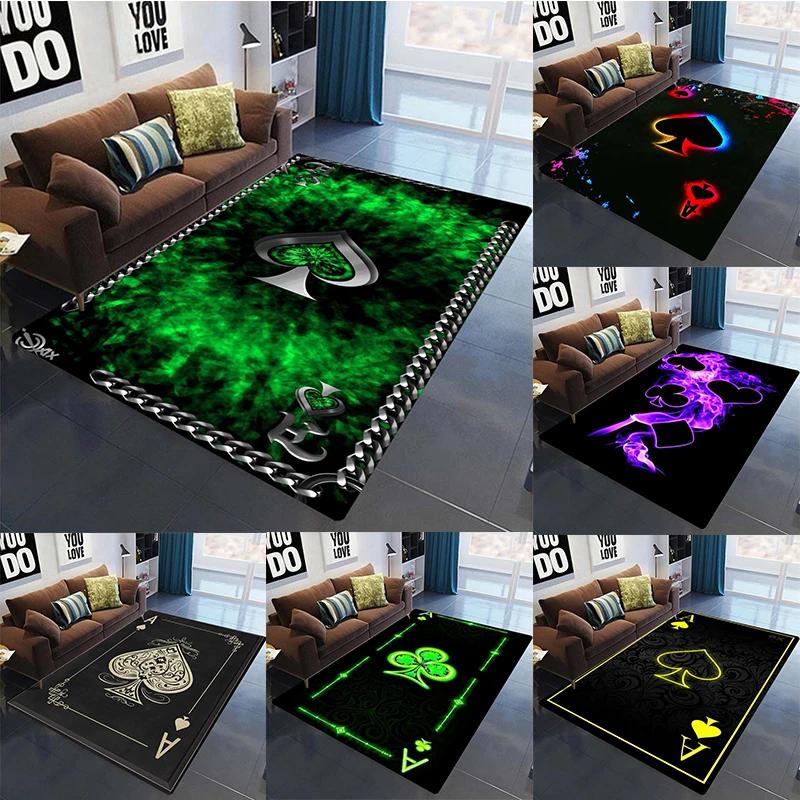 Ace of Hearts Poker Card Pattern Area Rug Non-Slip and Machine Washable Carpet for Living Room Bedroom Decor Floor Mat