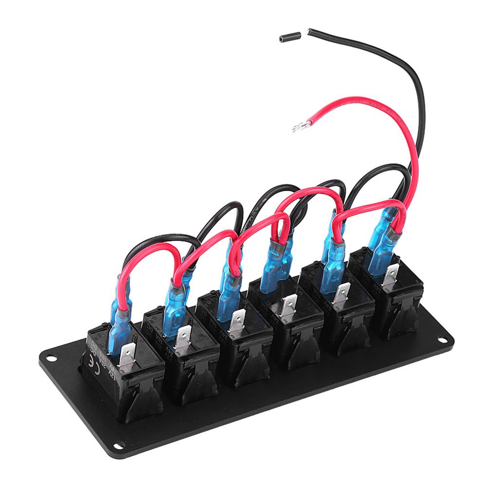 12 24V 6 Gang Rocker Switch Panel for Car RV Boat Yacht Marine