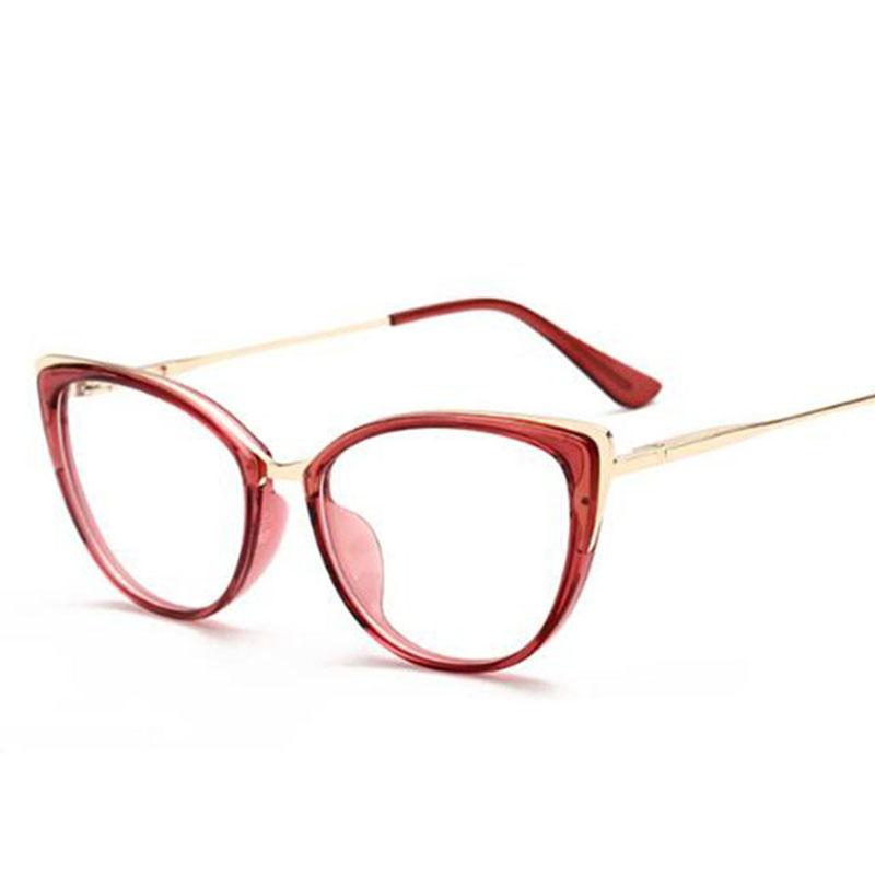 Cat Eye Spectacle Women Transparent Frame Optical Eyewear Myopia Glasses Diopter 0 -0.5 -0.75 -1.0 -2.0 -2.5 -3.0 To -6.0