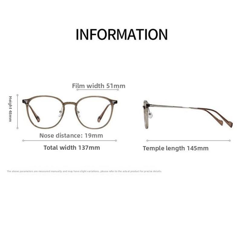 Fashionable Large Frame Circular Photochromic Myopia Glasses Men's and Women's Retro High-definition Anti Blue Light Glasses