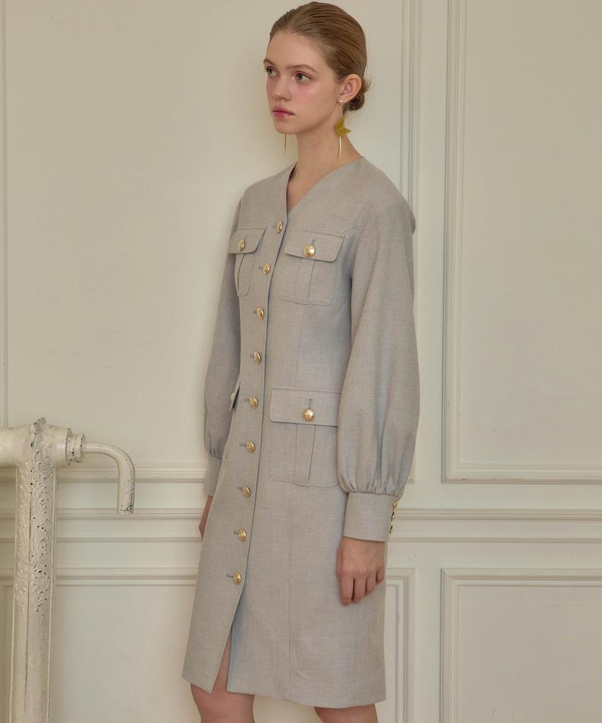 JULIY&CALLA 24 Fw Collar 94 Etoile Balloon Dress Gray