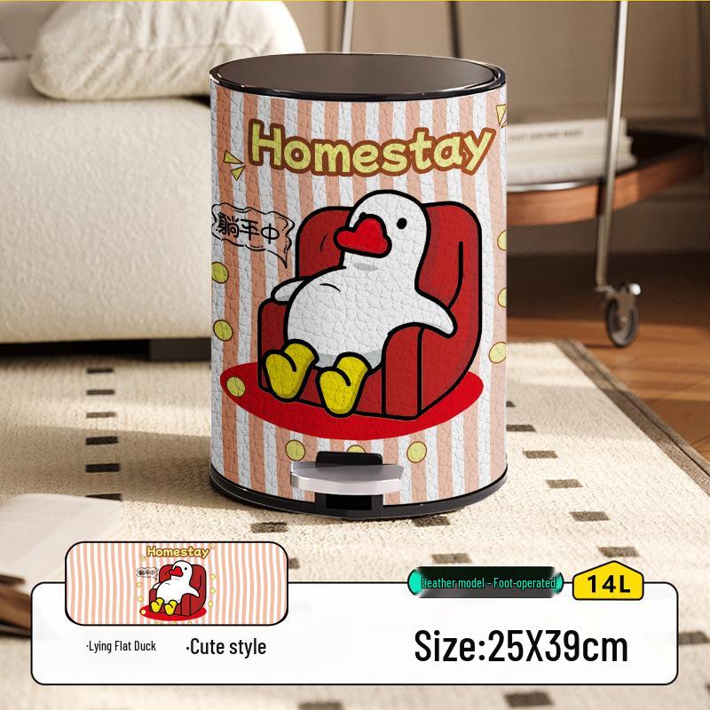 He Mu Cheng Double Layer Cartoon Stainless Steel Trash Can with Foot Pedal - Living Room & Kitchen