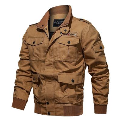 Lässige Werkzeugjacken für Herren, Militärjacke aus Baumwolle mit mehreren Taschen in Übergröße