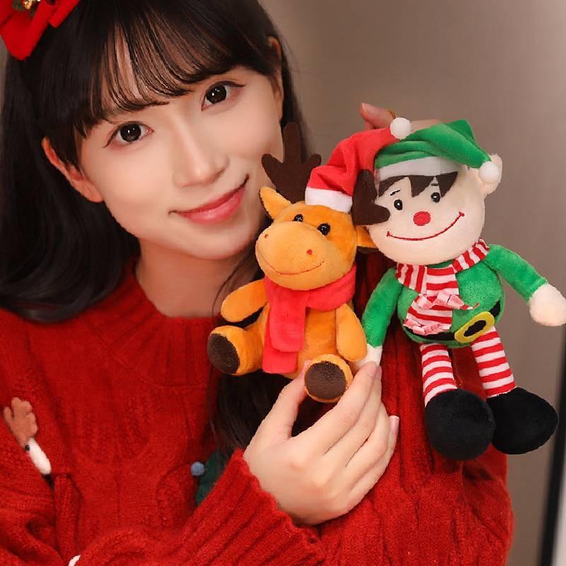 Adorable Plush Christmas Santa Claus Doll Soft Reindeer Elf Snowman Toys For Kids Gifts