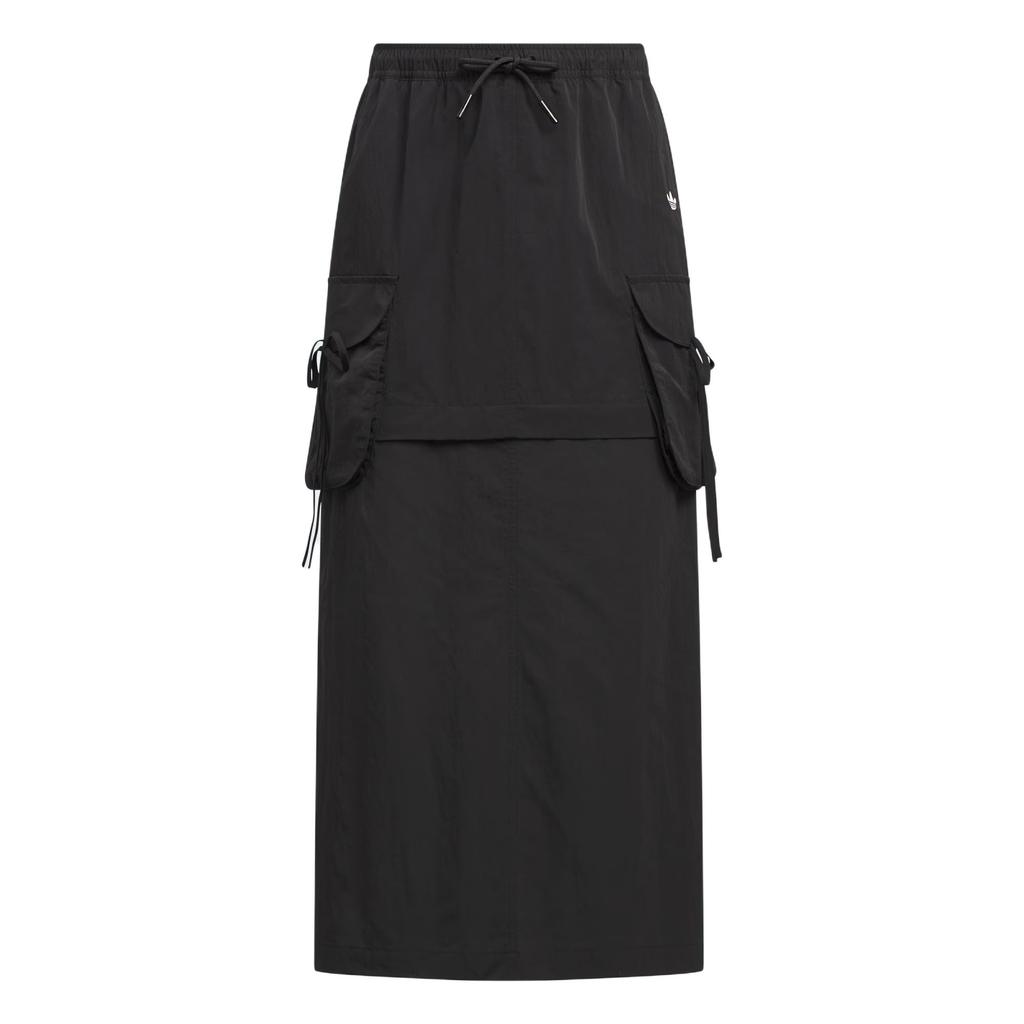 Adidas Originals Cargo Fashion Simple Loose Lace-Up Multi-Pocket Work Skirt Women Skirts Black KB8962