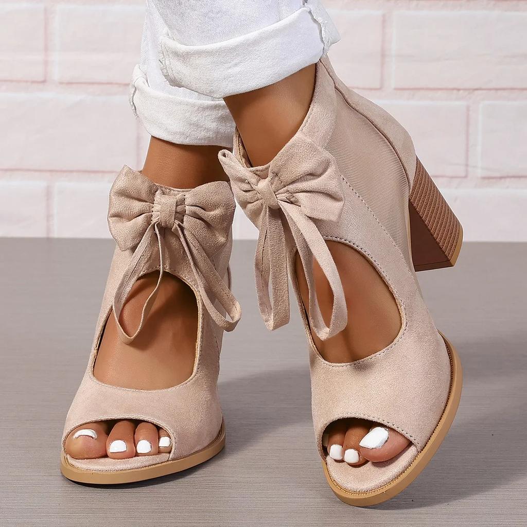 Lila Damen Stiefelsandalen Peep Toe High Heels Sandalen