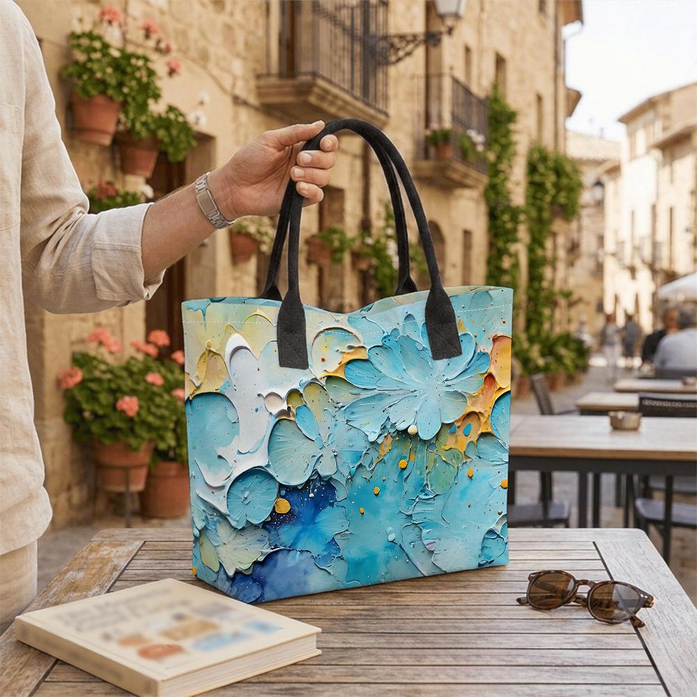 Floral Print Tote Bag Stylish Daily Shoulder Bag for Outdoor Shopping Commute Use