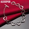 925 Sterling Silver Solid Full Heart Chain Bracelet Jewelry