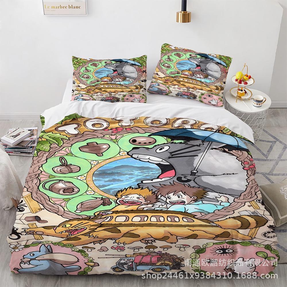 Luxuriöse Mein Nachbar Totoro Bettbezüge Kinder Cartoon Bettwäsche Set Bettdeckenbezug Einzelbett Doppelbett Schlafzimmer Bett Dekor für Teenager Beste Geschenke