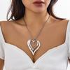 Exaggerated Big Hollow Out Heart Pendants Necklace for Women Trendy Ladies Accessories On Neck 2026 Fashion Jewelry Female Gifts