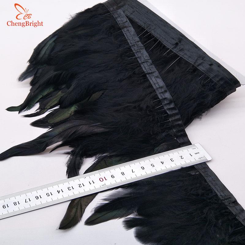 CHENGVRIGHT Wholesale 10 Meter 13-18CM Chicken Rooster Tail Feathers Trims Strip for Wedding Party Clothing Rooster Feather Trim