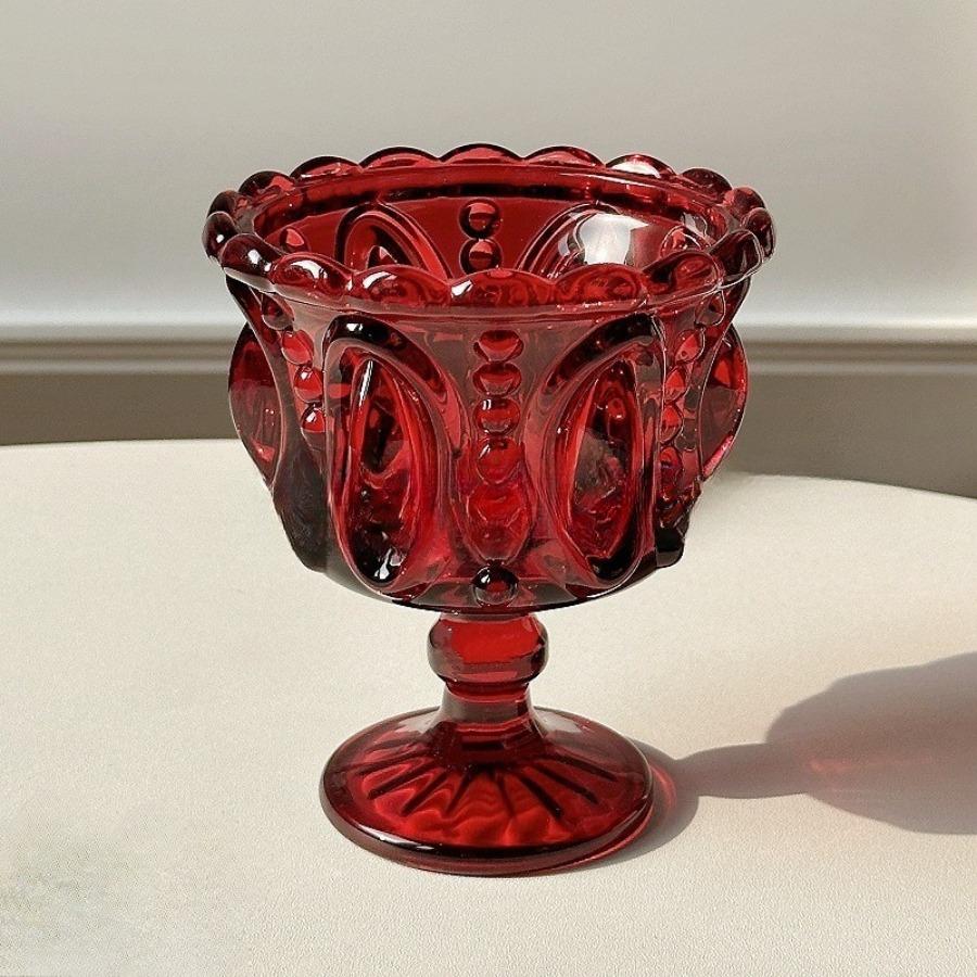 Dessert Cups Glasses High Footed Cups Palace Style Home Decor Nordic Relief Drinkware Ice Cream Bird's Nest Cups Cake Containers