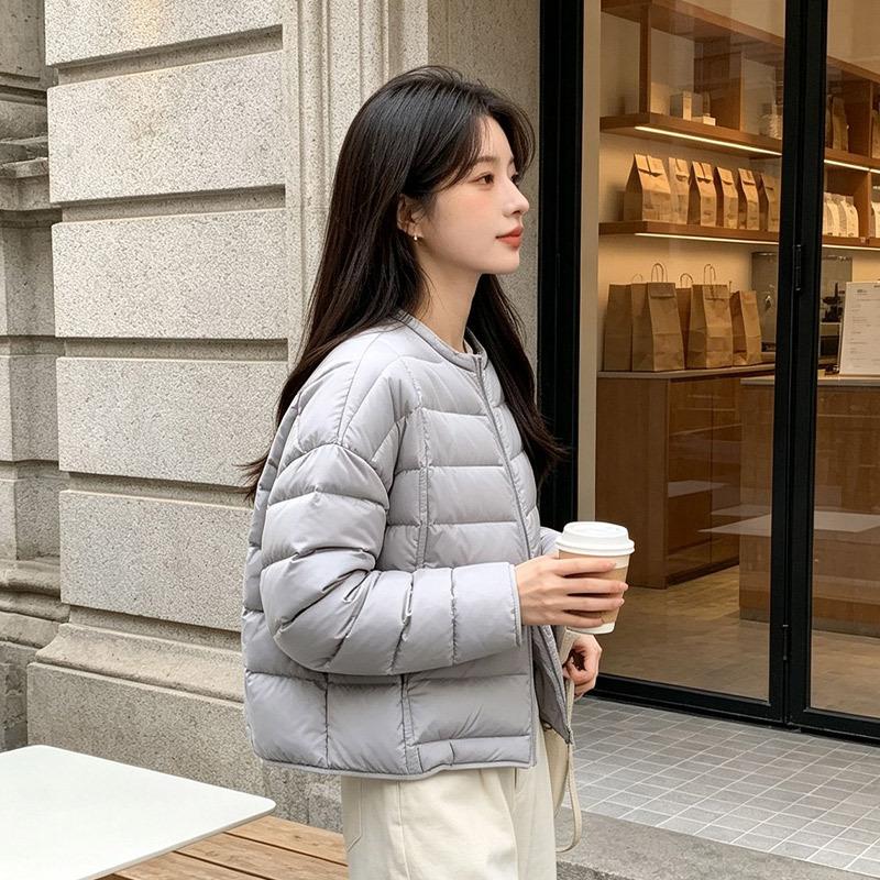 Short Down Jacket Women's Winter New Ribs Women's Light and Thin Women's Clothing Korean Version Loose Large Size Duck Down Pinghu