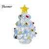 Festive Desktop Ornament Glazed Glass Christmas Tree Figurine, Handcrafted Modern Holiday Table Centerpiece for Display, Colorful Decorative Figurine