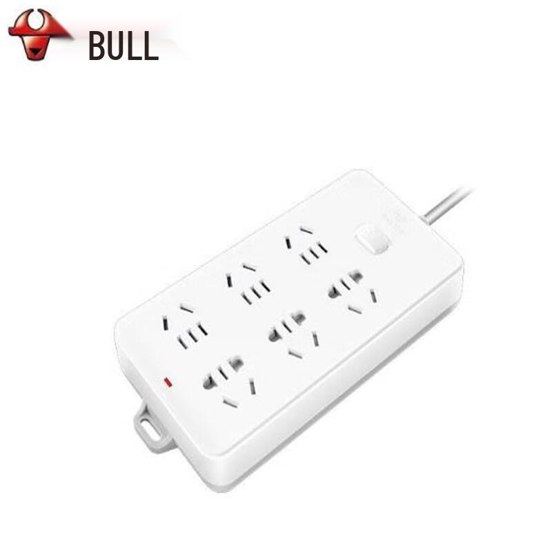 BULL GN-216-5M 6-Outlet Power Strip with Overload Protection CN Plug (adapter Included)