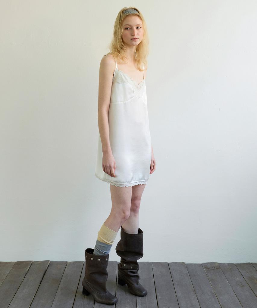 Aobteu Lace Slip Mini Dress - Ivory