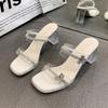 Fairy style high heels strap sandals women's shoes 2025 new two-wear slippers women's summer outside Roman shoes