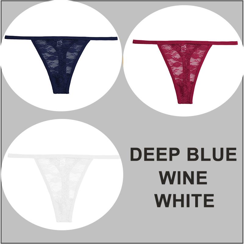 FINETOO 3PCS/Set Sexy G-string Panties Women Thongs  Lace Underwear Pantys Low-Waist Femme Underpants Mesh Transparent  Lingerie