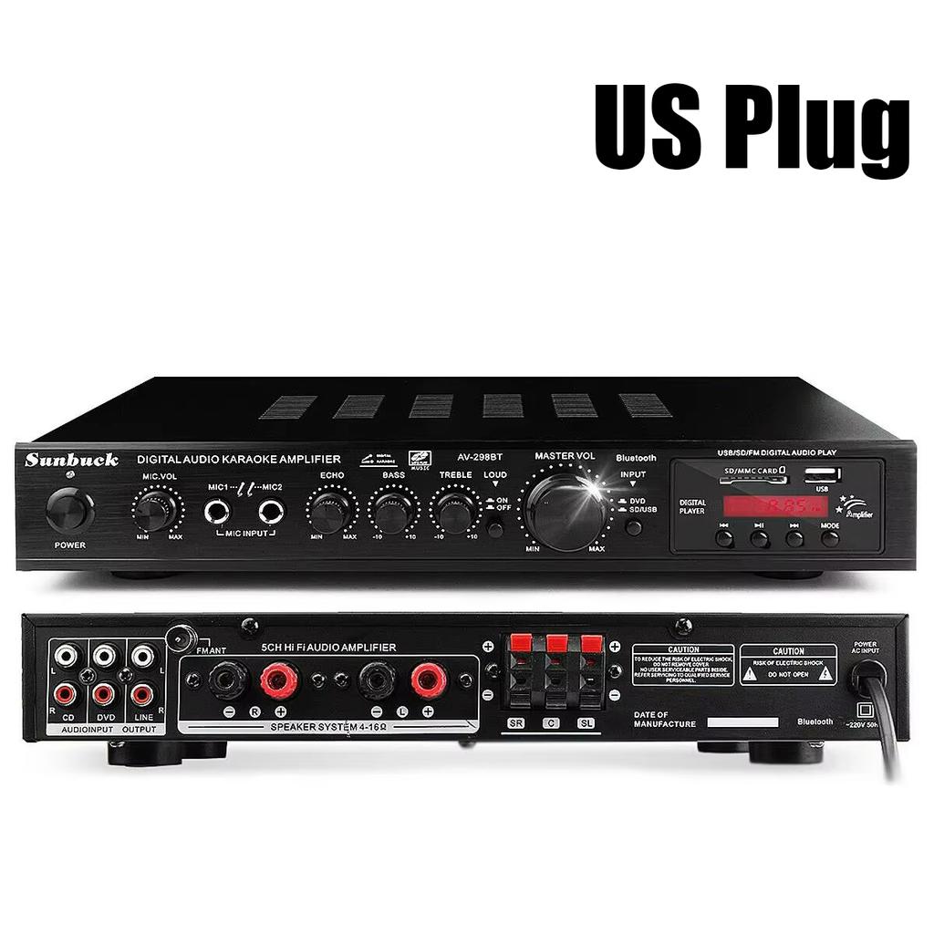 110/220V 2000W Bluetooth 5.0 Audio Power Amplifier Home Theater Amplifiers amplificador Audio Support FM USB with Remote Control