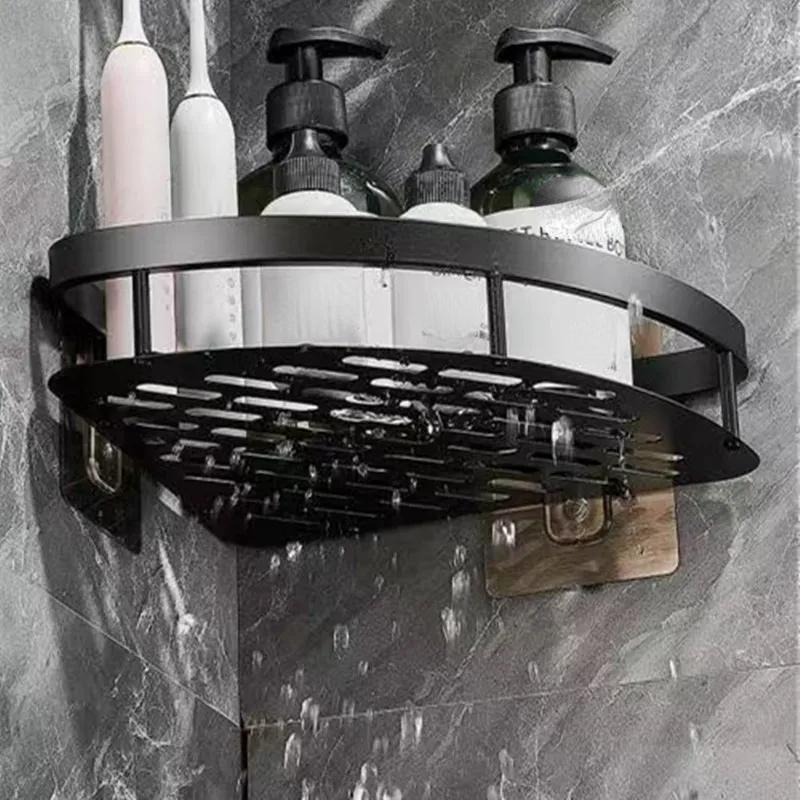 Bathroom Shelf Aluminum Alloy Shampoo Rack Makeup Storage Organizer Shower Shelf Bathroom Accessories No Drill Wall Corner Shelf