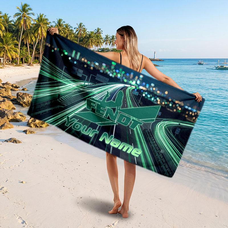 Fendt Customized Name Text Beach Towel, Soft Absorbent Towel Beach Pool Travel Personal Gift