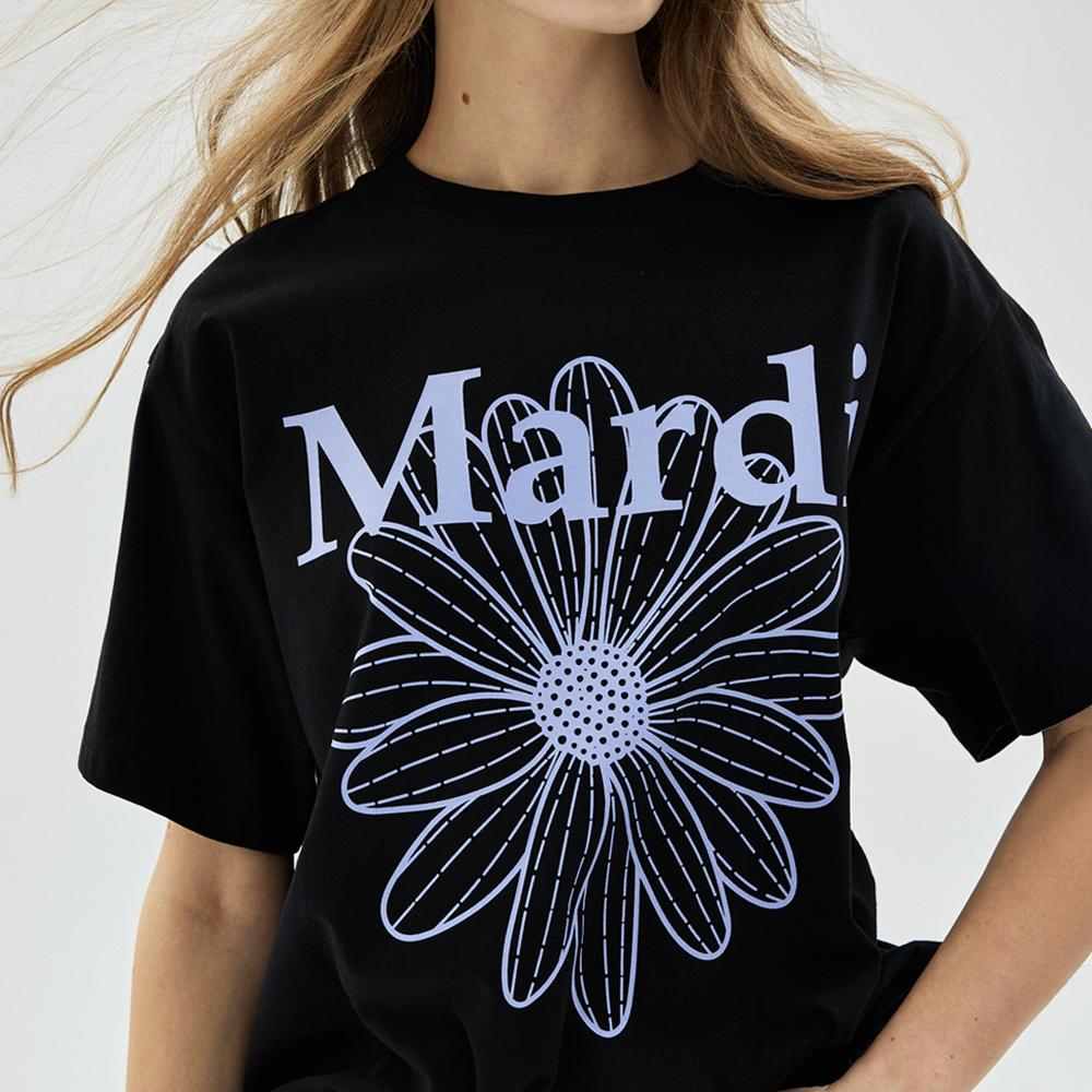 [mardimercredi] ФУТБОЛКА FLOWERMARDI ЧЕРНЫЙ СВЕТЛО-ФИОЛЕТОВЫЙ
