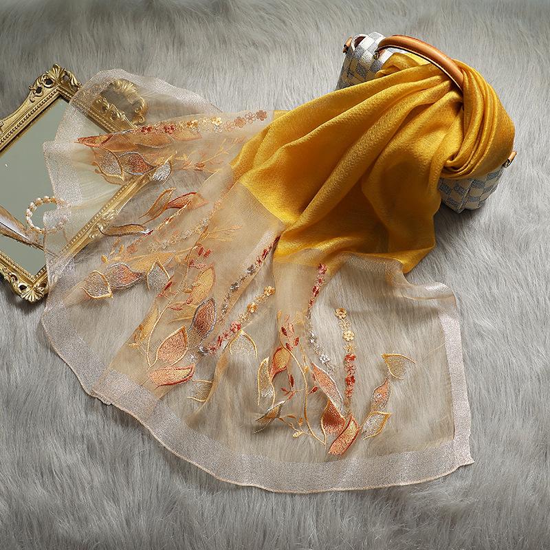 Fashion  Silk Wool Scarf  Embroidered Women Shawls And Wraps Lady Travel Pashmina High Quality Winter Neck Scarves Hijab