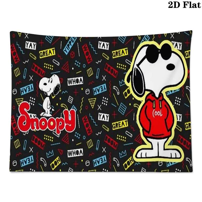 Dog Snoopy Wall Tapestry Aesthetic Wall Hanging Printed Fabric Blanket Decorative Tapestries for Bedroom Living Room Home Decor