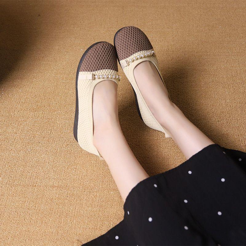 Fashion Mom Shoes Small Thin Sole Old Beijing Cloth Shoes Women's 2025 Summer and Autumn New Soft Sole Comfortable Mesh Breathable and Lightweight