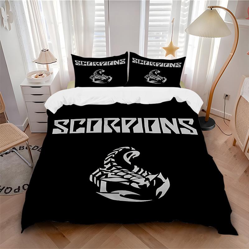3pcs Scorpions Band Logo Cover Set, 1 Cover + 2 Pillowcases (No Insert), Bedding for All Seasons, Bedding,Bedroom Decor Yy250922005