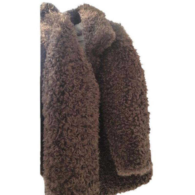 High-end imitation lamb wool coat women's winter new thickened loose design lapel light environmentally friendly fur