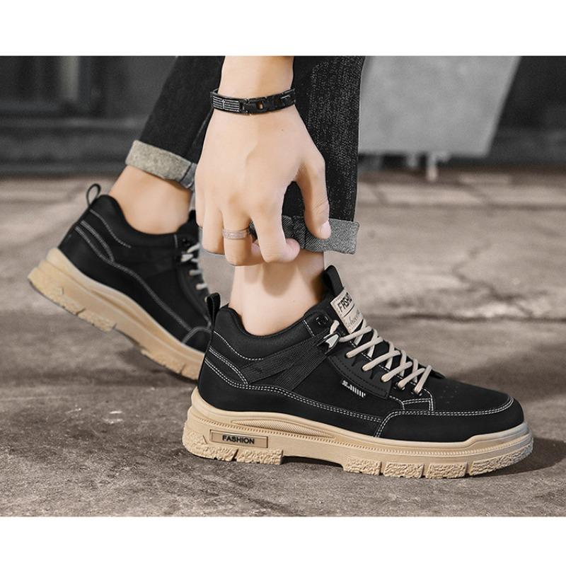 New Autumn Workwear Style Martin Boots, Casual Sports Work Footwear, Waterproof Thick-soled Wear-resistant High-top Fleece-lined Boots
