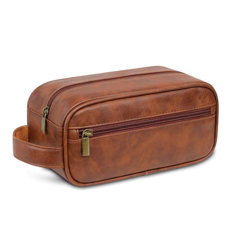Leather Men's Travel Toiletries Bag High-end Outdoor Portable Makeup Bag Waterproof Portable Travel And Business Storage Bag
