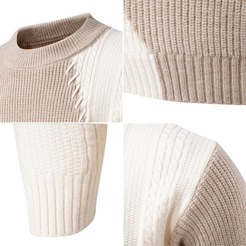 New Winter Style Men's Fashion Color-blocking Sweater Men's Casual Base Shirt