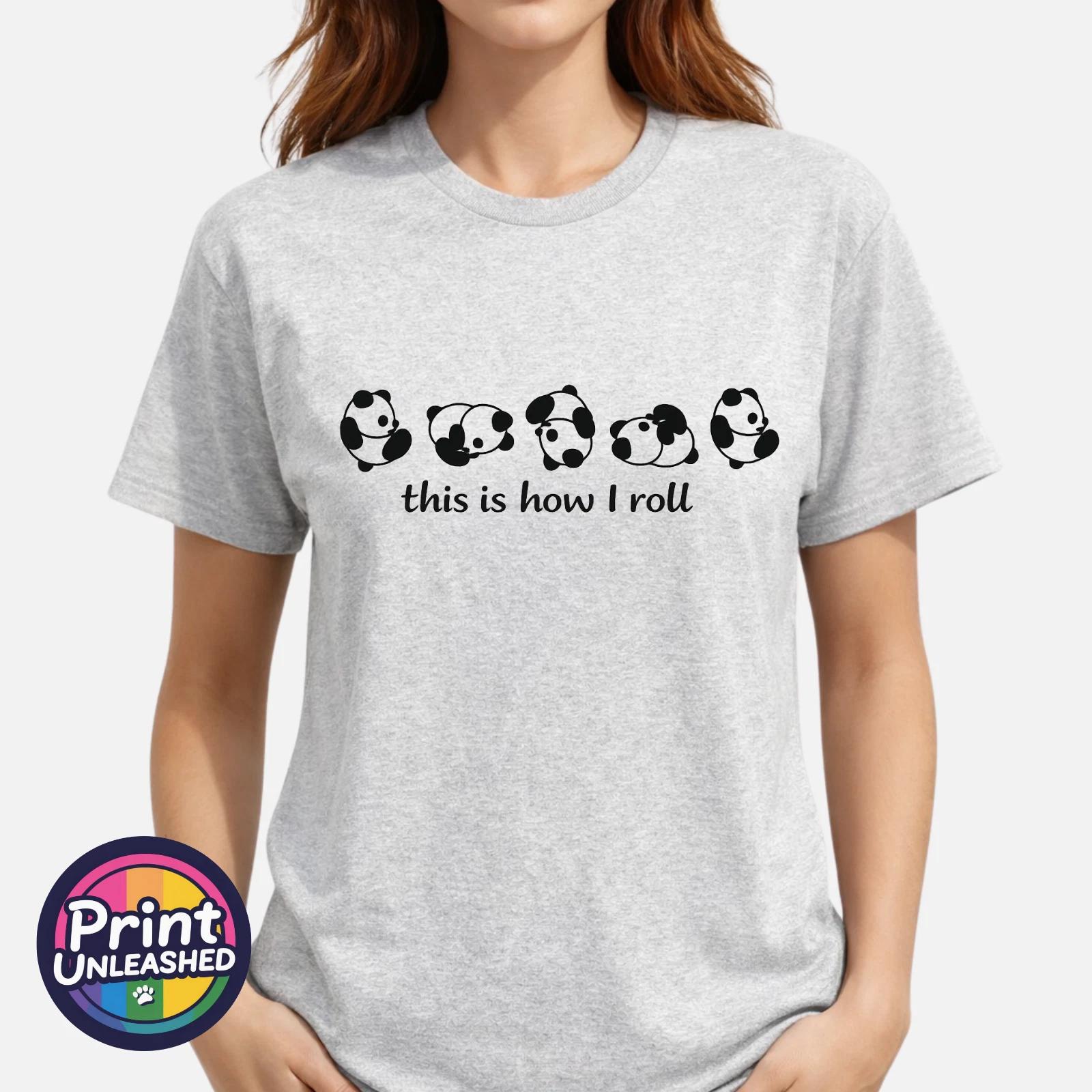 Funny Panda T-Shirt This Is How I Roll Cute Humour Slogan Tee Unisex S-2XL M