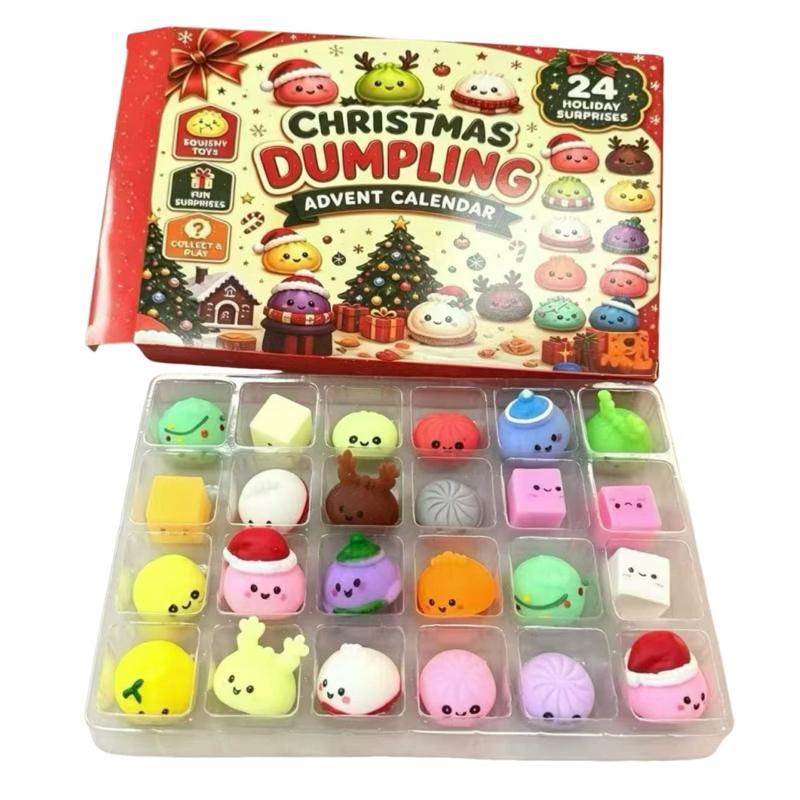 Christmas Advent Calendar 24 Day Countdown Surprise Box Dumpling Squishies Slow Rebound Squeeze Sensory Gift Decor