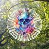 360° Rotating Wind Chime with Colorful Butterfly & Skull 2D Metal Art - Outdoor/Indoor Garden & Patio Decor, No Electricity Needed