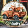 CIFbuy Vintage Farmhouse Metal Wall Art Rustic Easter Bunny Floral Round Sign Lightweight Aluminum Hanging Decor