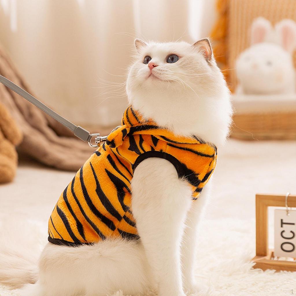 Süßes Katzenkostüm, warme Welpenjacke, weiches Tiger-Transformations-Outfit, Haustierkleidung, warme Hundekleidung für