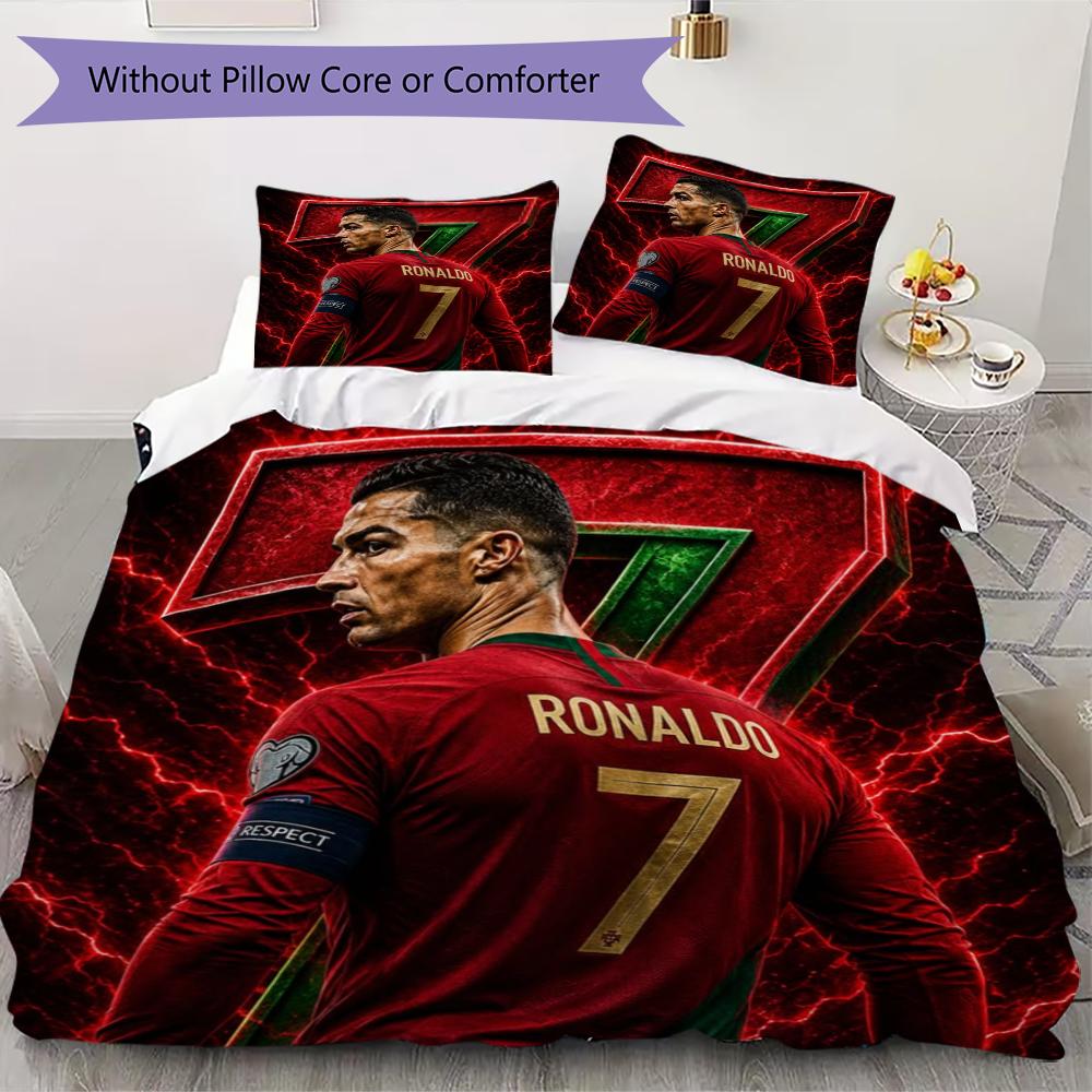 Set Copripiumino con Modello C Ronaldo Copripiumino Federa Decorazione per la Casa Regalo di Compleanno (1 * copripiumino + 2 * federe senza imbottitura)