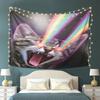 Funny Rainbow Laser Cat Tapestry Universe Starry Sky Magic Cat Printing Space Galaxy Cosmic Nebula Starry Universe