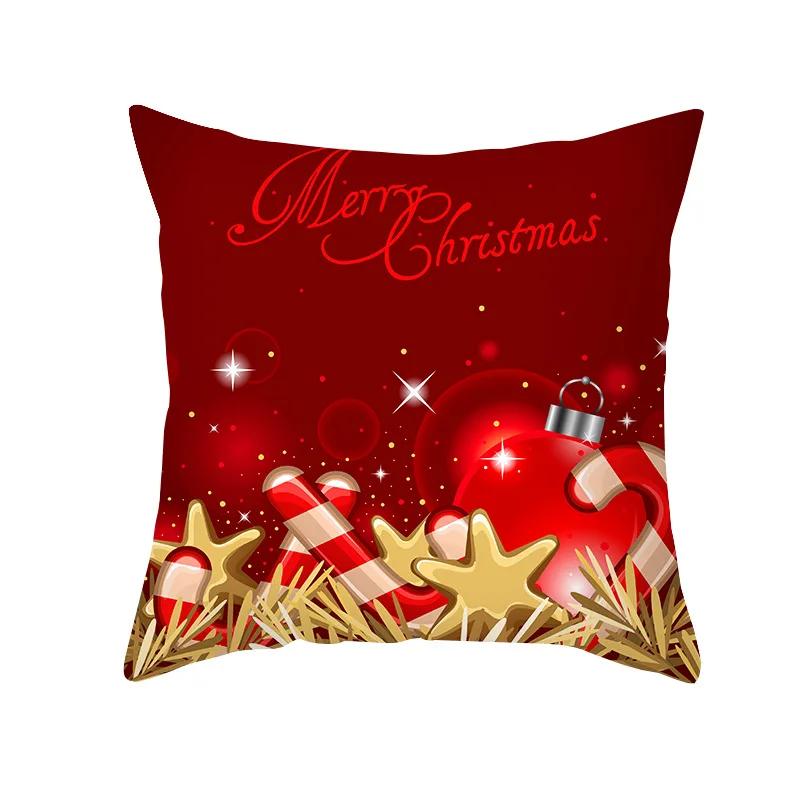 Red Christmas Pillow Covers Christmas Decorations Pillowcase Winter Decorative Pillow Case For Indoor Sofa Xmas Couch