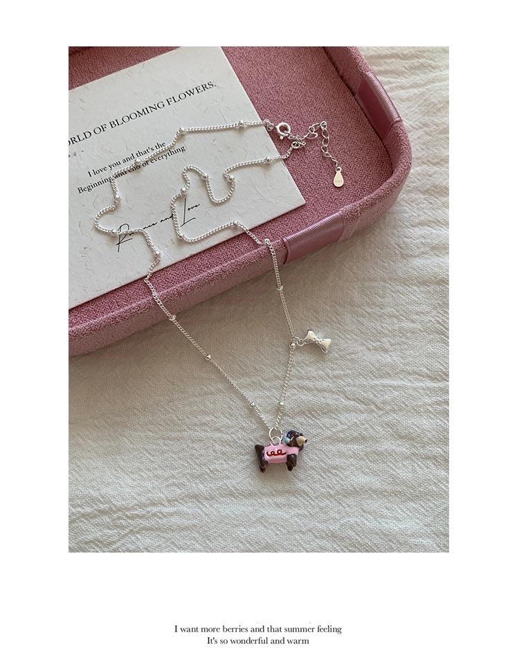 Cute Puppy Collarbone Necklace - Women's Trendy Cartoon Design, Childlike and Versatile Fashion Style