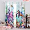 2pcs,2D Plane Printing Curtains Digital Printed Ocean Friendship Versatile Durable Polyester (without Rod) Festive Perfect for