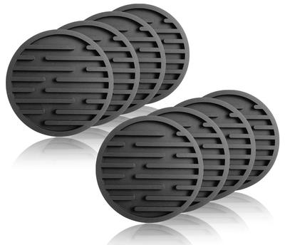 iiNOWL Silicone Coasters, Stylish, Round, Heat-Resistant, Flexible, Approx. 10cm Diameter, Black (Black Cloud Pattern, 8 Pieces)